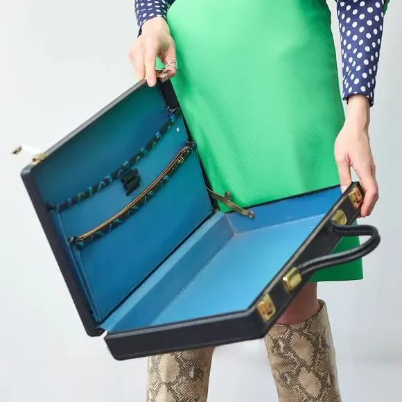 1960s Vinyl Briefcase w/ Intricate Embroidery